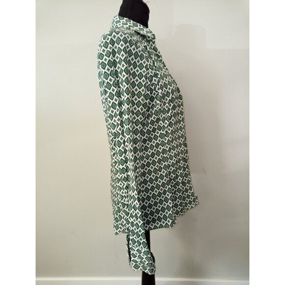 Caliban Green White Printed Button Down Shirt Size 12 - Picture 4 of 5